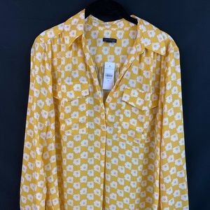 Ann Taylor camp shirt. Yellow with white flowers